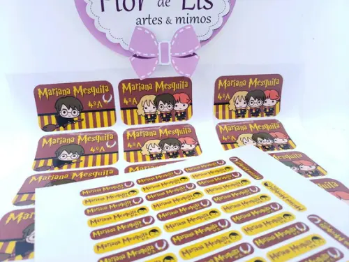 Kit Etiqueta Escolar Harry Potter Chaveiro Mochila Lancheira