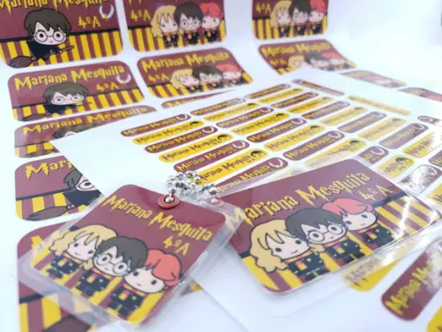 Kit Etiqueta Escolar Harry Potter Chaveiro Mochila Lancheira