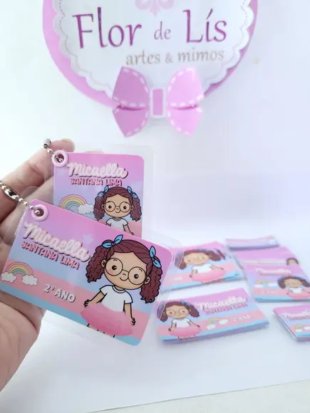 Kit Etiqueta Escolar Menina com Chaveiro Mochila e Lancheira