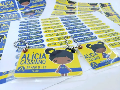 Kit Etiqueta Escolar Menina com Chaveiro Mochila e Lancheira