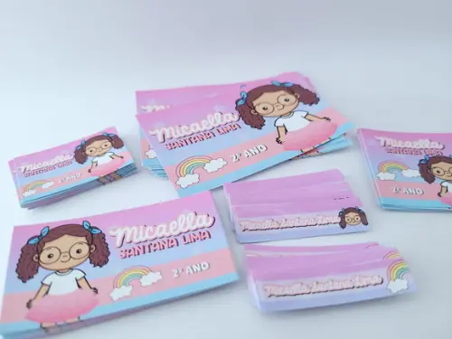 Kit Etiqueta Escolar Menina e Arco Íris Volta às Aulas