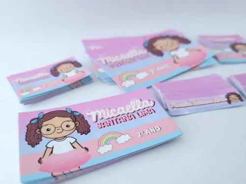 Kit Etiqueta Escolar Menina e Arco Íris Volta às Aulas