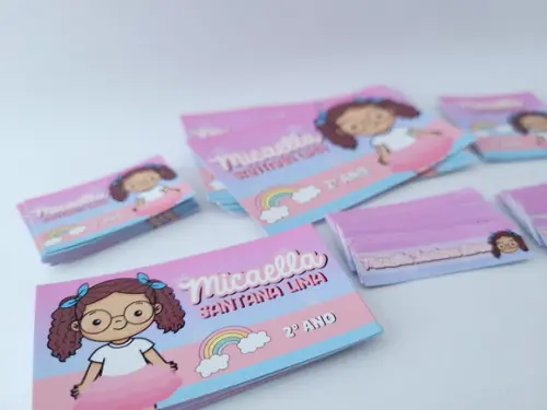 Kit Etiqueta Escolar Menina e Arco Íris Volta às Aulas
