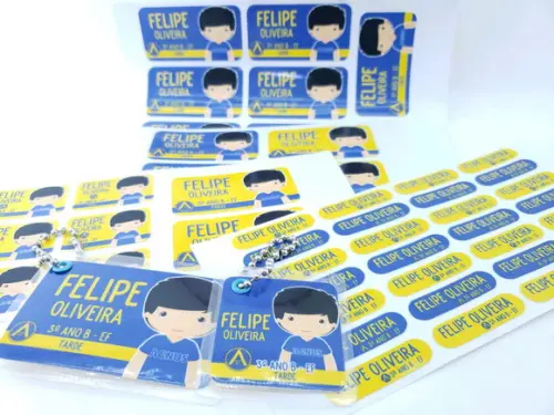 Kit Etiqueta Escolar Menino Chaveiro Mochila e Lancheira