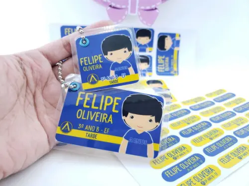 Kit Etiqueta Escolar Menino Chaveiro Mochila e Lancheira