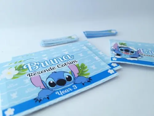 Kit Etiqueta Escolar Stitch Menina Azul