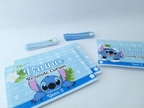 Kit Etiqueta Escolar Stitch Menina Azul