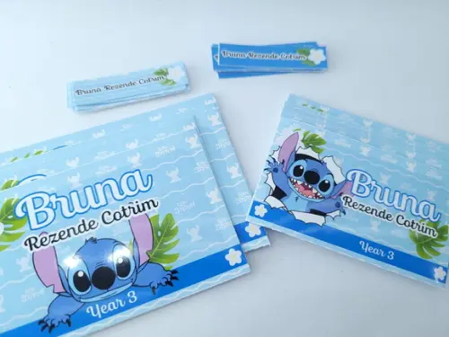 Kit Etiqueta Escolar Stitch Menina Azul