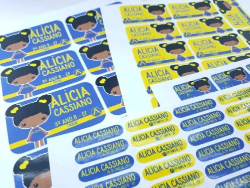 Kit Etiquetas Adesivas Escolares Menina Logo Escola