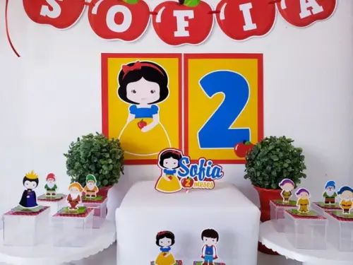 Kit Festa em Casa Branca de Neve Parede e Personalizados