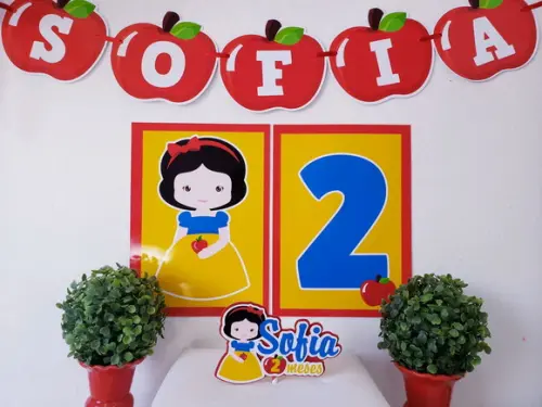 Kit Festa em Casa Branca de Neve Parede e Personalizados