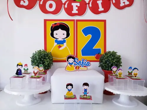 Kit Festa em Casa Branca de Neve Parede e Personalizados