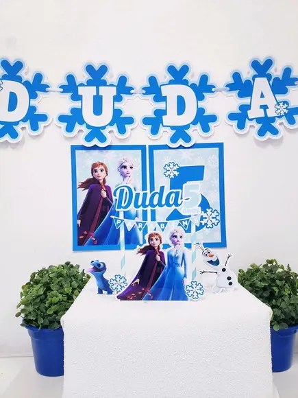Kit Festa em Casa Frozen 2 Topo e Bandeirola