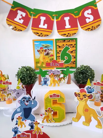 Kit Festa em Casa Guarda do Leão Personalizados Rei Leão
