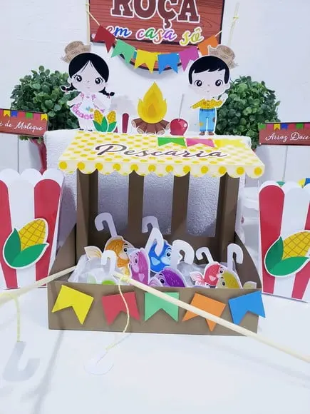 Kit Festa Junina em Casa Arraiá Personalizado Pescaria