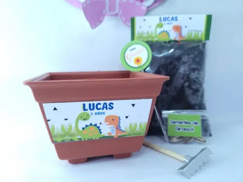 Kit Jardinagem Dinossauros Baby Lembrancinha Ecológica