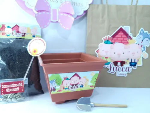 Kit Jardinagem com Sacola os 3 Porquinhos Lembrancinha