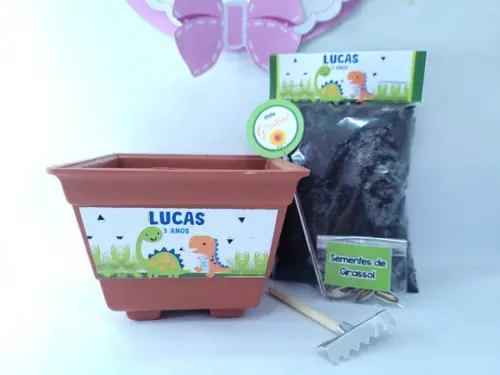 Kit Jardinagem Dinossauros Baby Lembrancinha Ecológica