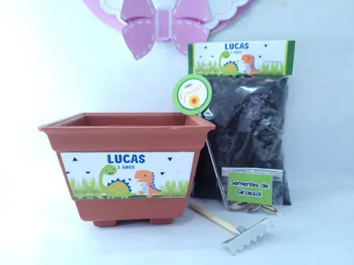 Kit Jardinagem Dinossauros Baby Lembrancinha Ecológica