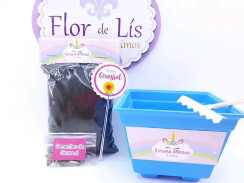 Kit Jardinagem Ecológico Unicórnio Azul