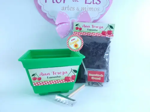 Kit Jardinagem Festa Cereja Lembrancinha Ecológica Cerejinha