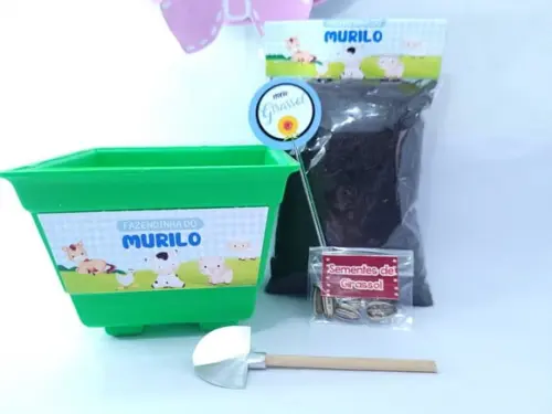 Kit Jardinagem Lembrancinha Personalizada Fazendinha