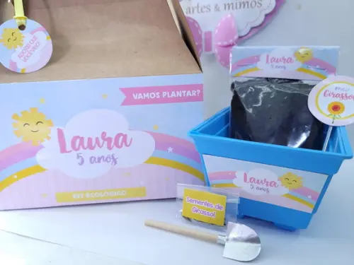 Kit Jardinagem na Maleta Arco Íris e Raio de Sol Caixinha