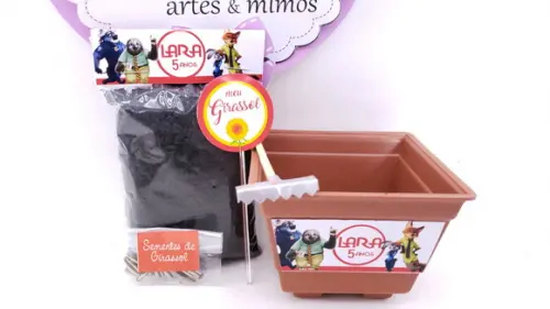 Kit Jardinagem Plantação Zootopia Ecológico