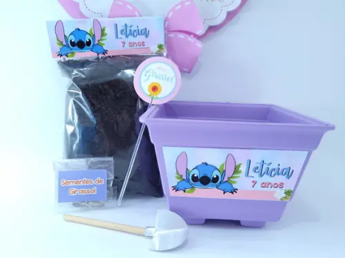Kit Jardinagem Stitch Lembrancinha Personalizada Plantio