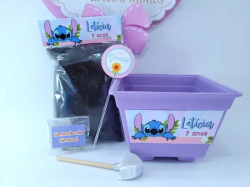 Kit Jardinagem Stitch Lembrancinha Personalizada Plantio