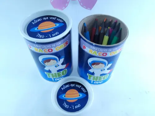 Kit Lápis de Cor Festa Astronauta Tubolata 12 Cores Galáxia