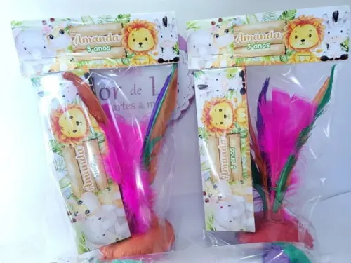 Kit Lembrancinha Safari Baby Dominó e Peteca Personalizado