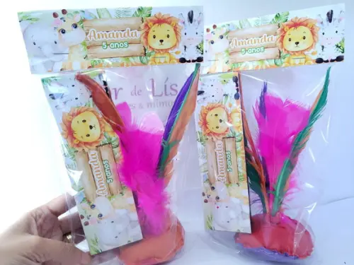 Kit Lembrancinha Safari Baby Dominó e Peteca Personalizado