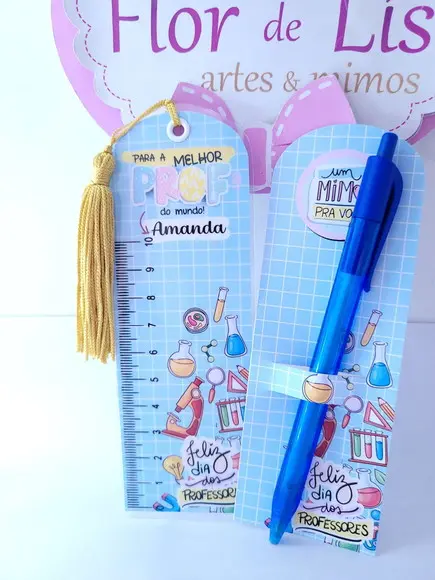 Kit Marca Página Régua e Caneta Dia dos Professores