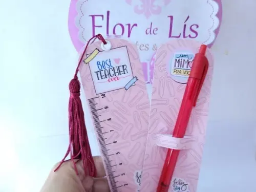 Kit Marca Página Régua e Caneta Professora de Inglês Teacher