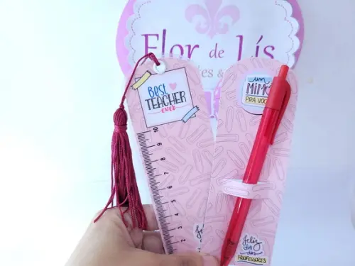 Kit Marca Página Régua e Caneta Professora de Inglês Teacher