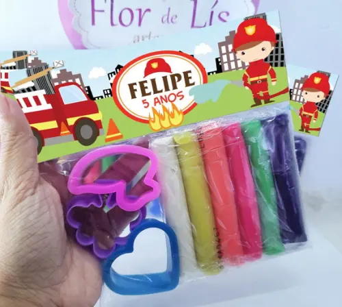 Kit Massinha de Modelar Festa Bombeiros Cute