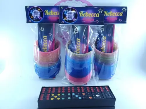 Kit Mola Festa Neon com Mola Maluca e Dominó Festa Disco 80