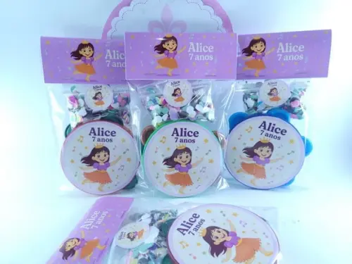 Kit Musical Pandeiro Pequeno e Confetes Princesa