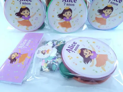 Kit Musical Pandeiro Pequeno e Confetes Princesa