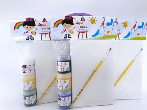 Kit Pintura Aquarela Menina Tela 10x15