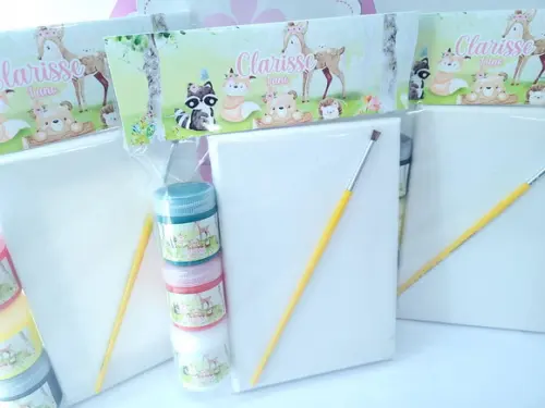 Kit Pintura Aquarela Bosque Encantado Tela 10x15 com Guache