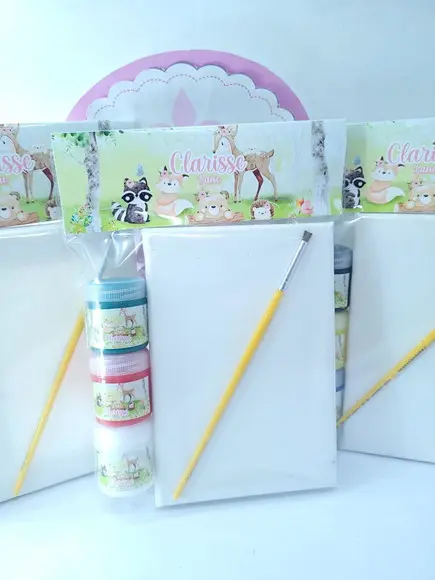 Kit Pintura Aquarela Bosque Encantado Tela 10x15 com Guache