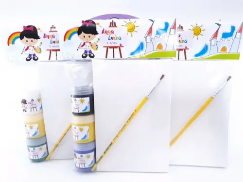 Kit Pintura Aquarela Menina Tela 10x15