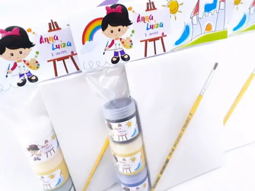 Kit Pintura Aquarela Menina Tela 10x15