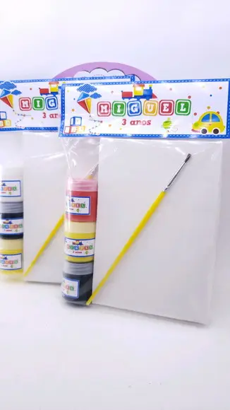 Kit Pintura Brinquedos Tela 10x15 e Guache Dia das Crianças