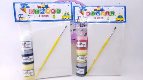 Kit Pintura Brinquedos Tela 10x15 e Guache Dia das Crianças