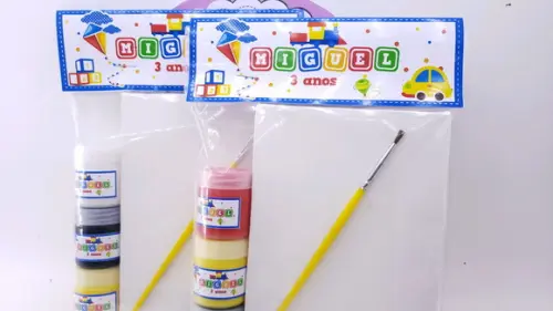 Kit Pintura Brinquedos Tela 10x15 e Guache Dia das Crianças