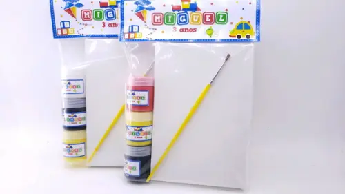 Kit Pintura Brinquedos Tela 10x15 e Guache Dia das Crianças
