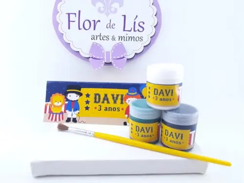 Kit Pintura Circo Vintage com Tela e Guache Lembrancinha